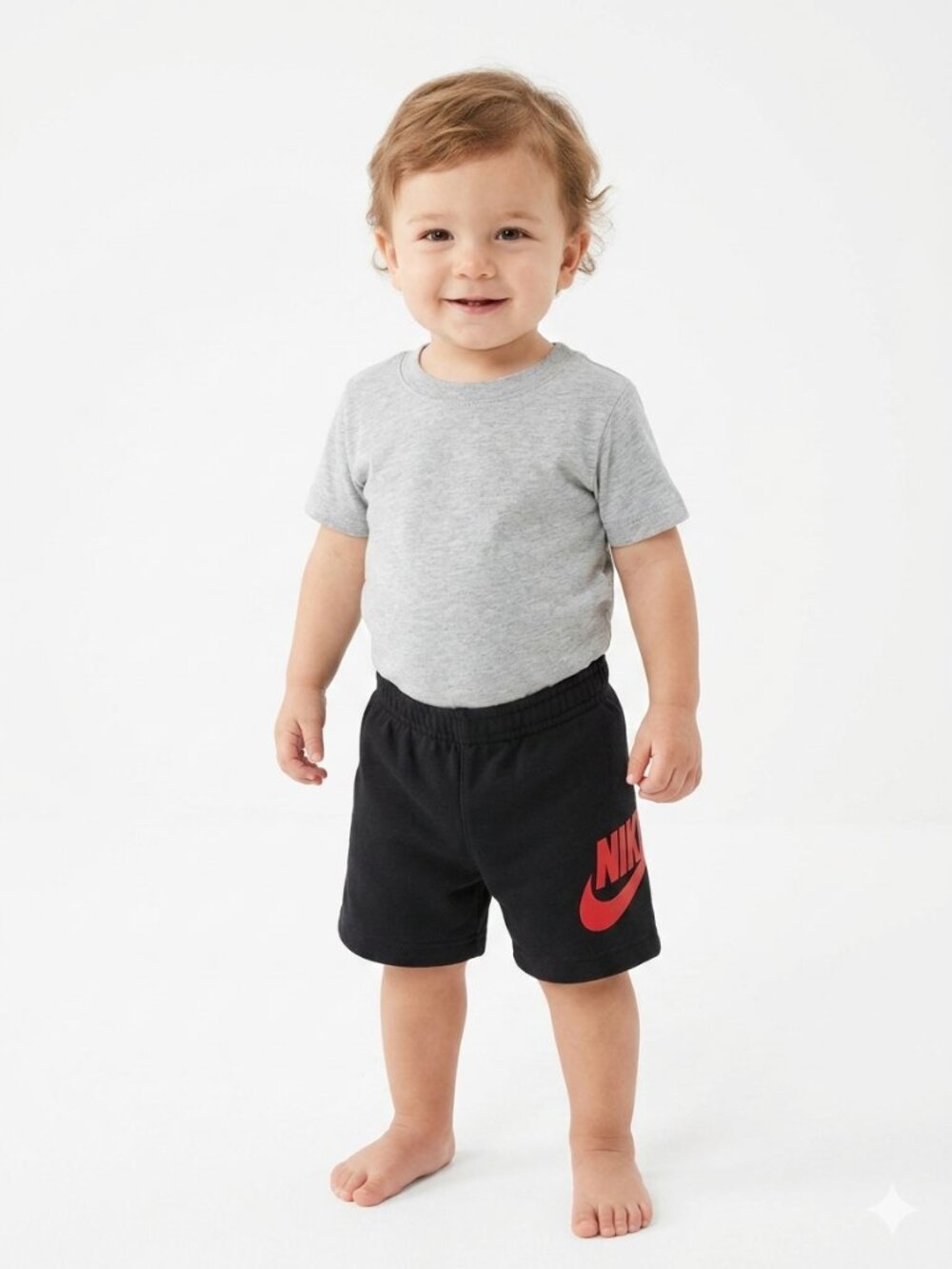 Boy's Nike Black with Red Swoosh Shorts - 12 M
